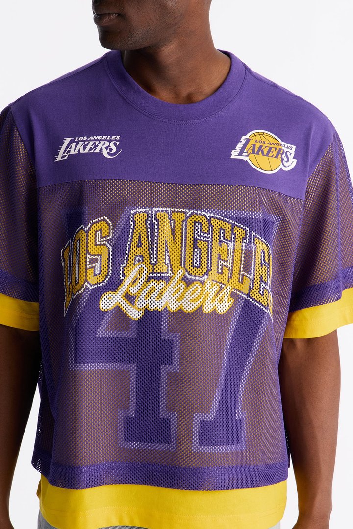 Lakers Lay Up Jersey Mesh Top - Purple