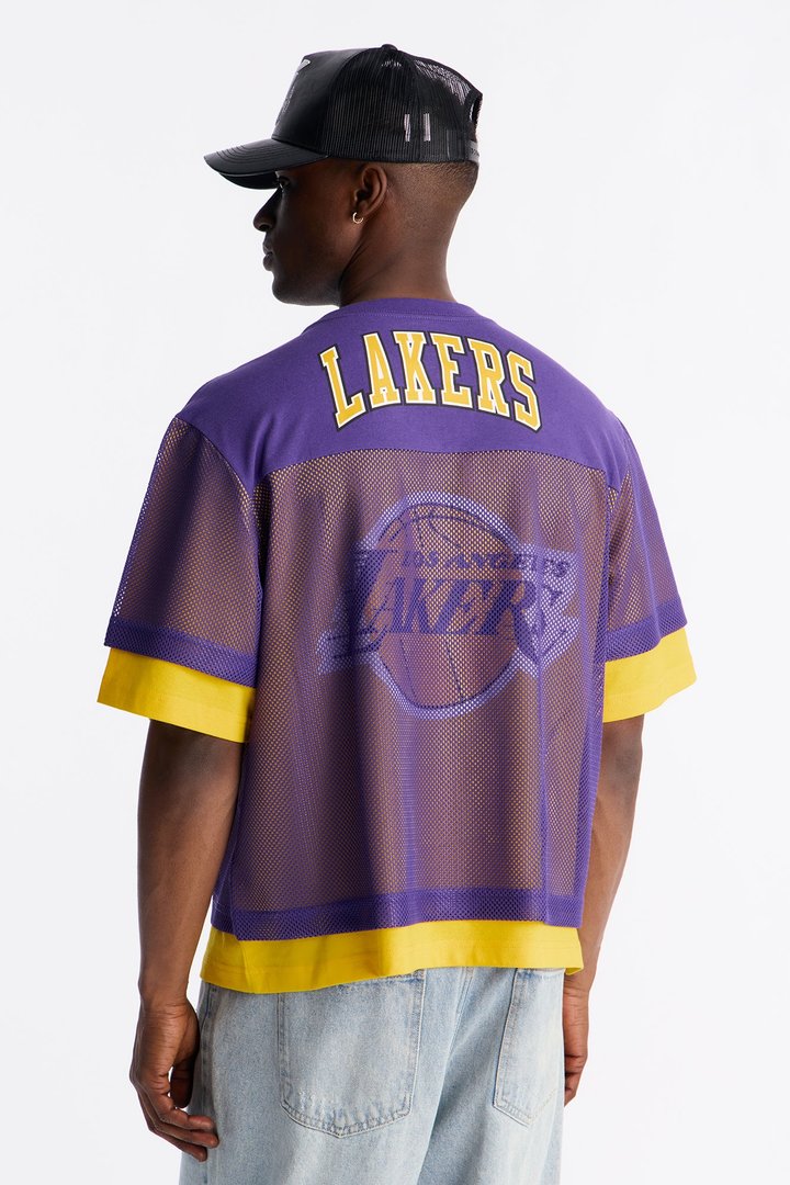 Lakers Lay Up Jersey Mesh Top - Purple