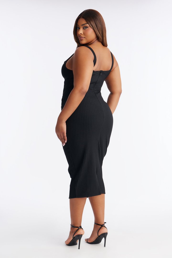 No Cuts Given Bandage Midi Dress - Black