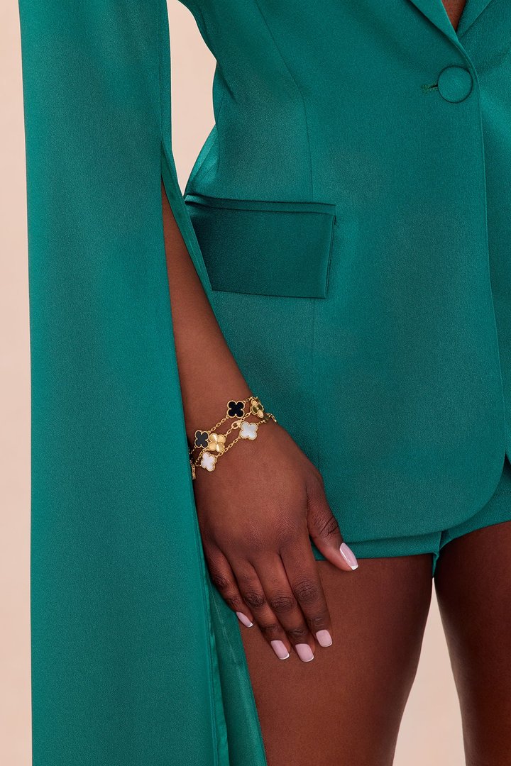Julienne Draped Blazer Short Set - Emerald