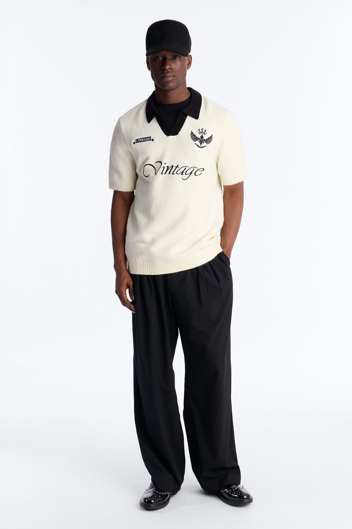Cambridge Sweater Johnny Collar Polo - Cream