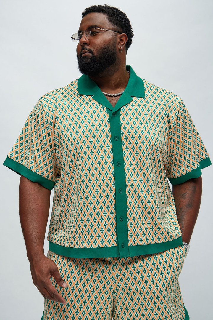 Rushmore Knit Shirt - Green/combo