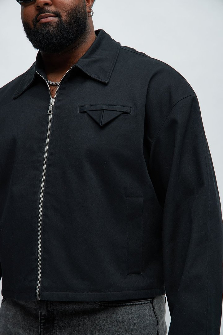 Bordeaux Cropped Chore Jacket - Black