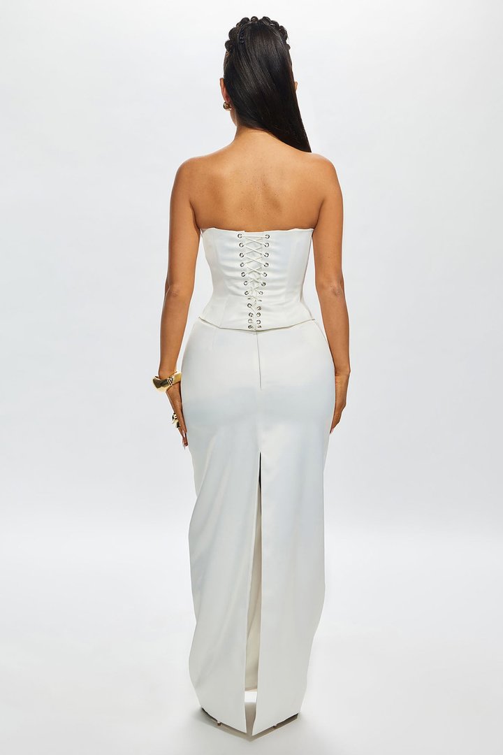 Aura Pleated Corset Top - White