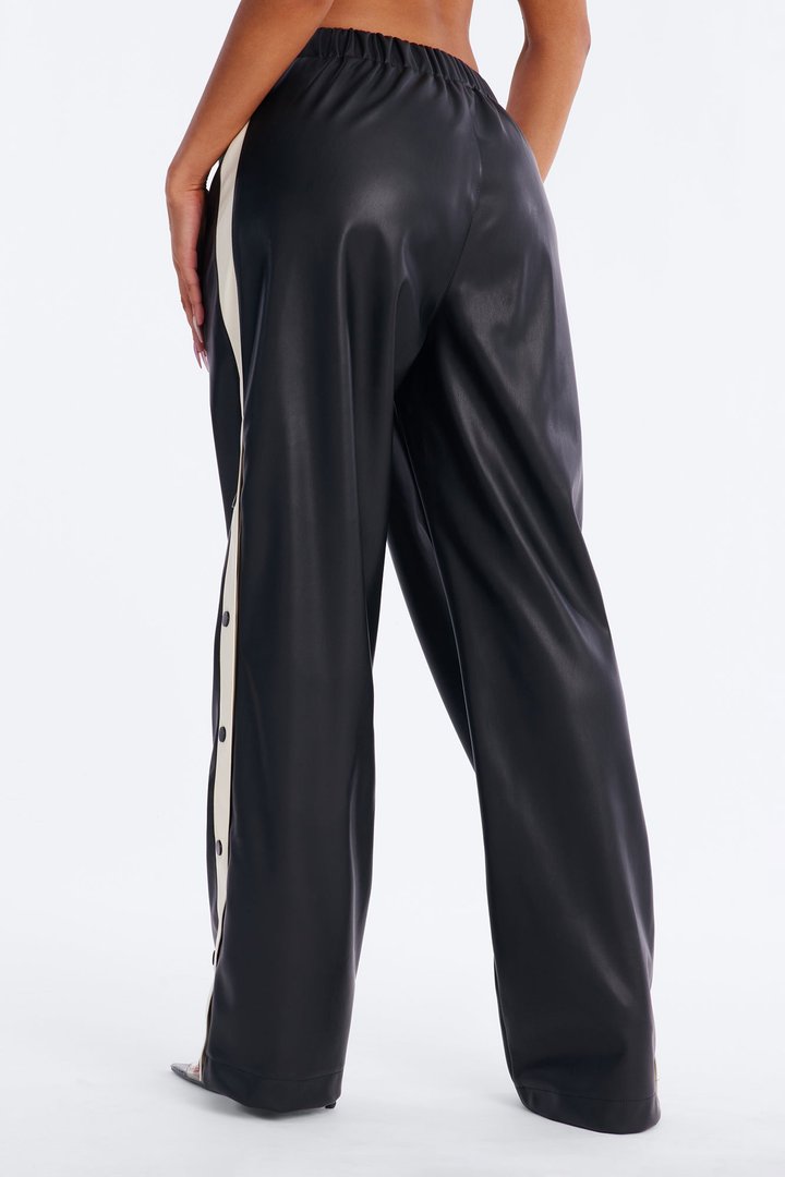 Street Feels Faux Leather Track Pant - Black/White
