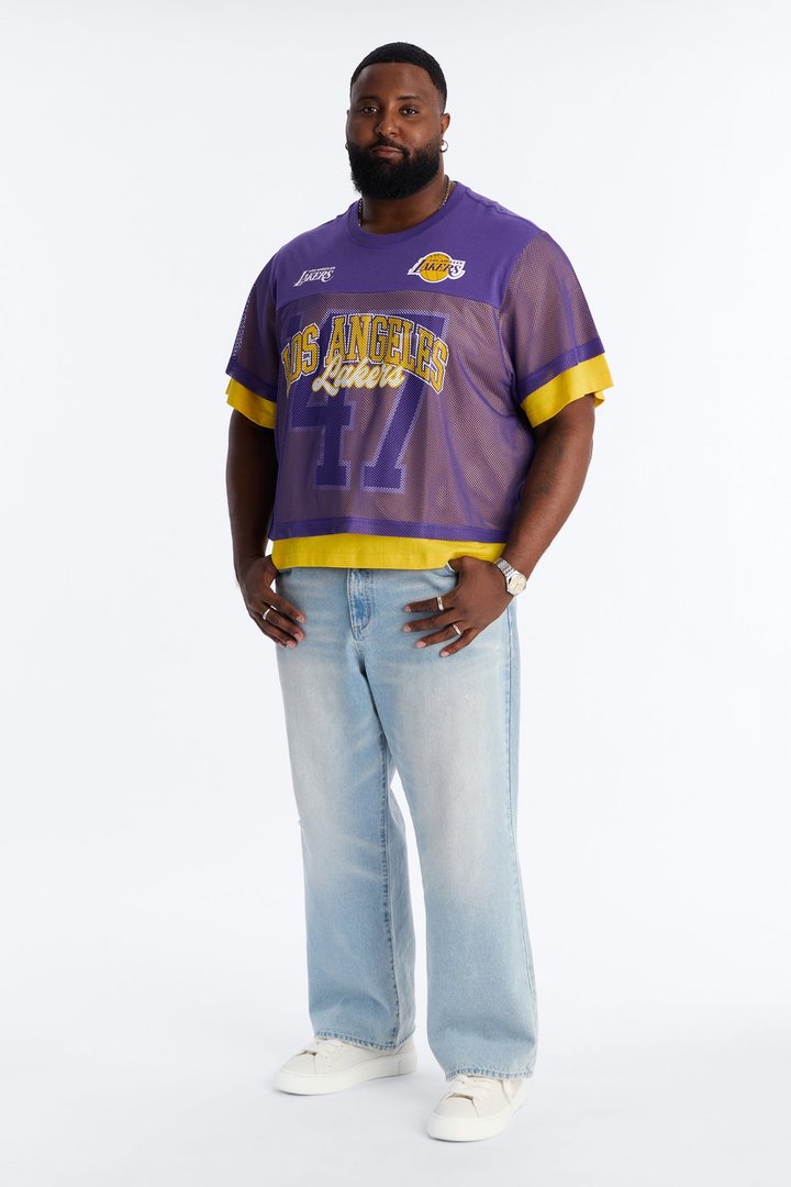 Lakers Lay Up Jersey Mesh Top - Purple
