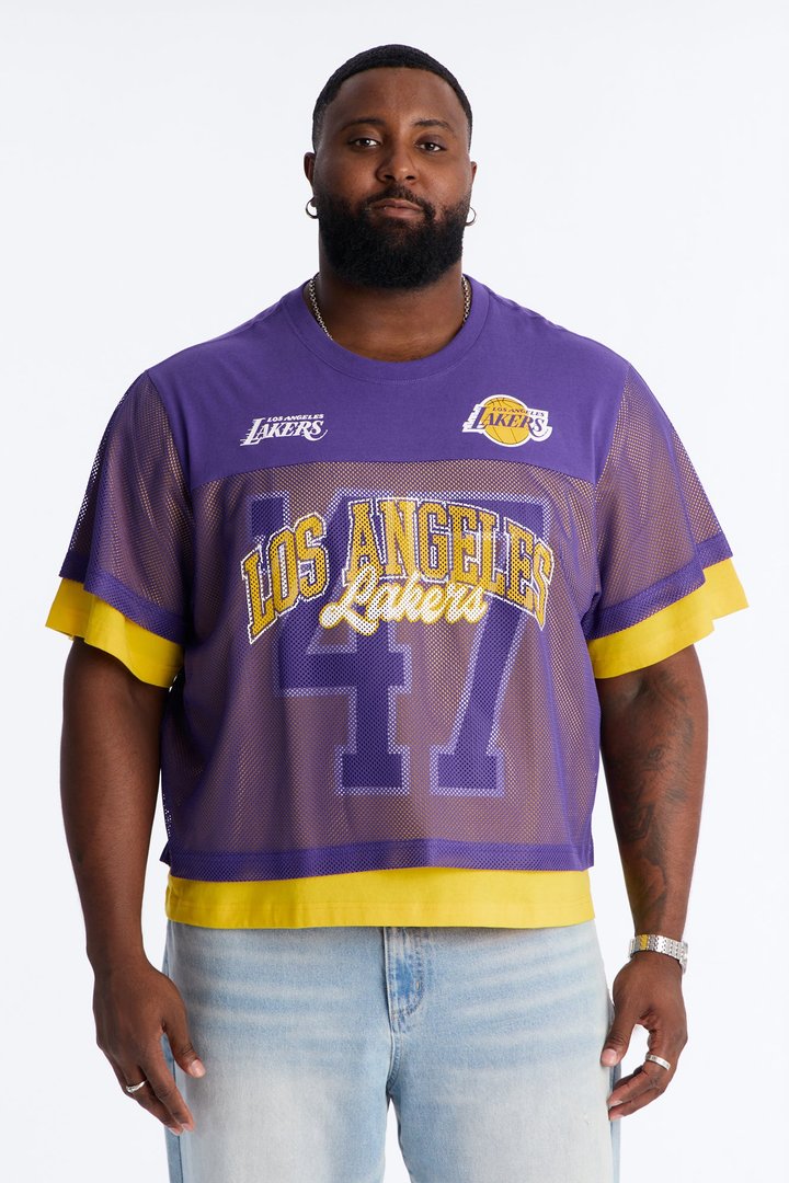 Lakers Lay Up Jersey Mesh Top - Purple