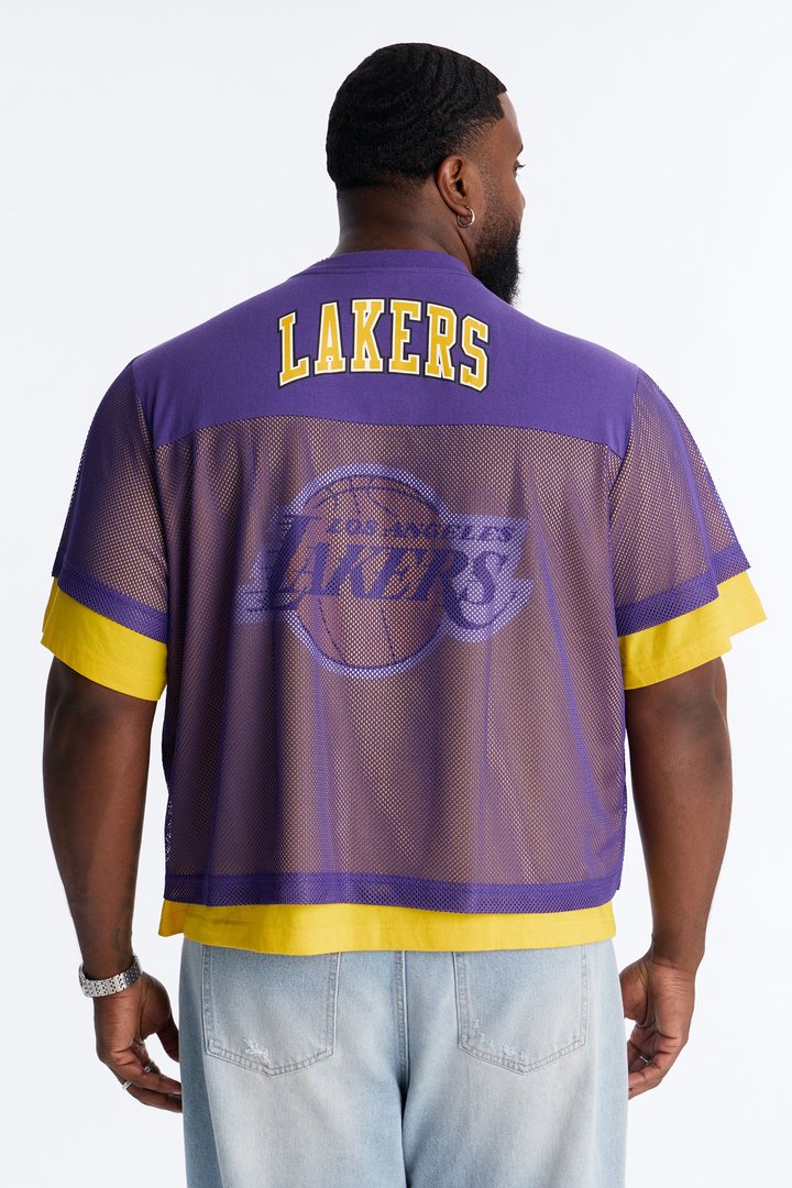 Lakers Lay Up Jersey Mesh Top - Purple