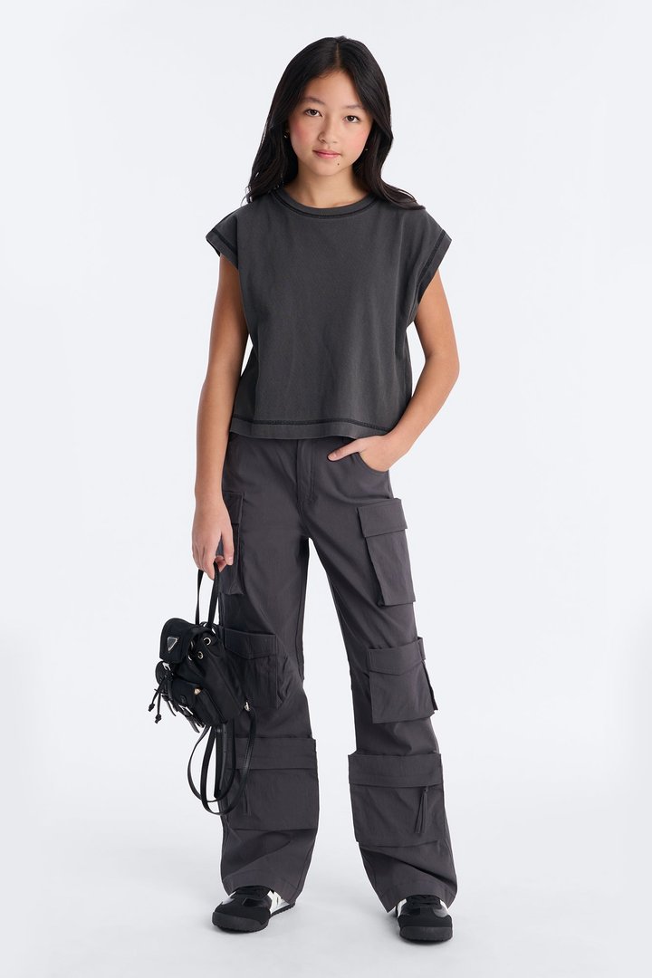 Mini Walk On By Cargo Pant - Charcoal