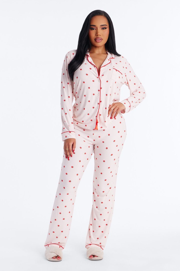 Sweetest Berry Long Sleeve PJ Pant Set - Pink/combo