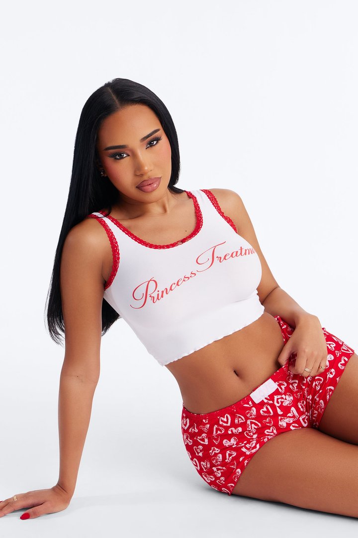 Princess Treatment Tank PJ Short Set - Red/White