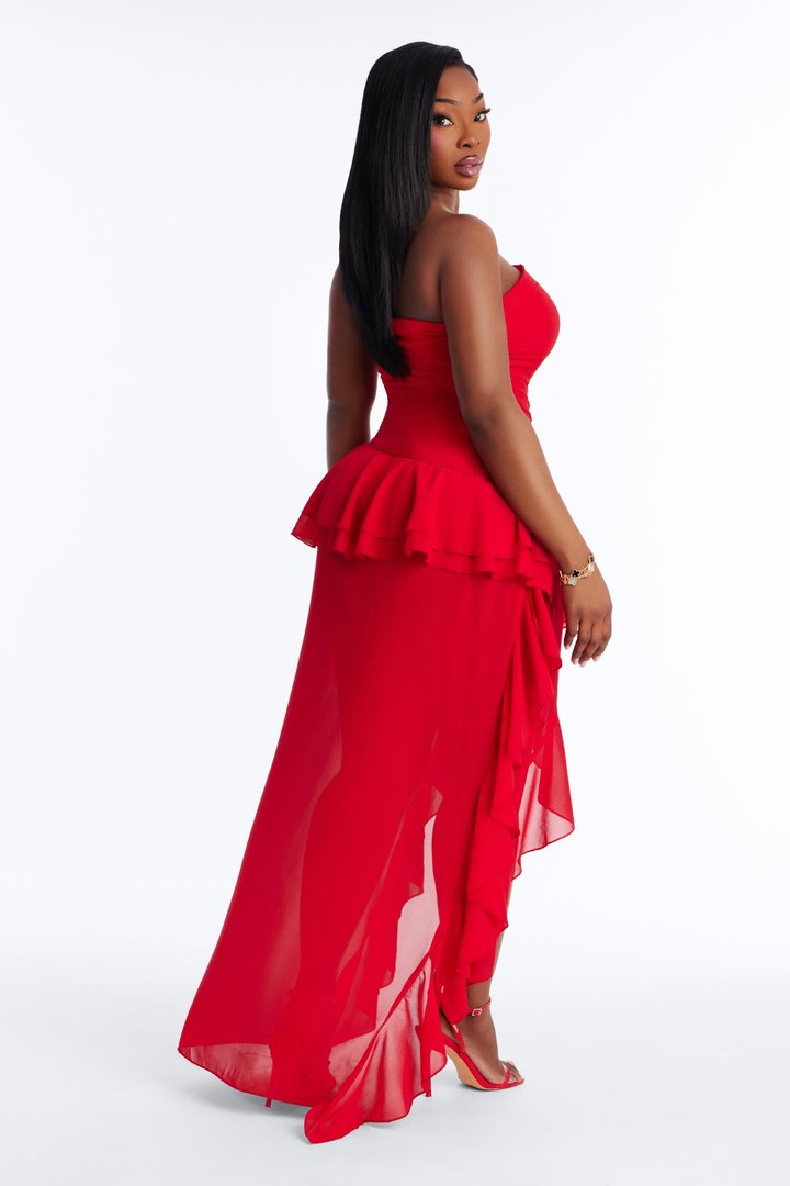 Big Flirt High Low Ruffle Dress - Red