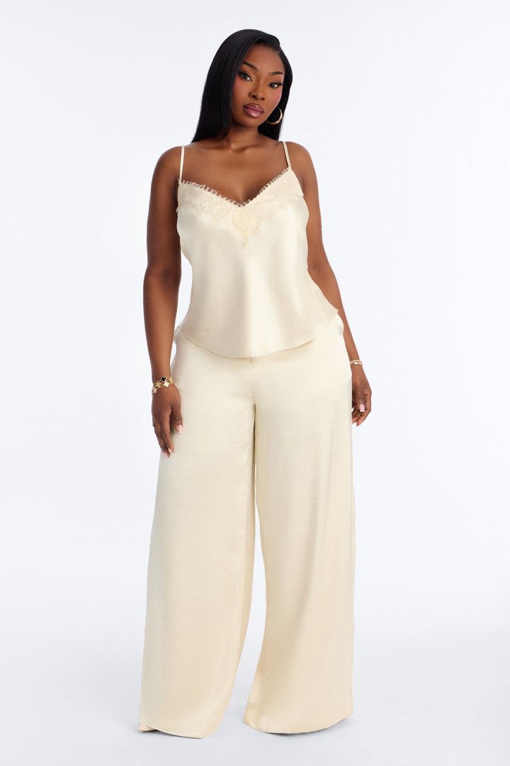 Romance Me Satin Trouser - Off White