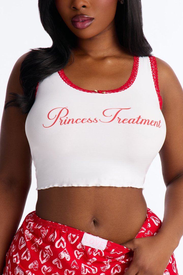 Princess Treatment Tank PJ Short Set - Red/White