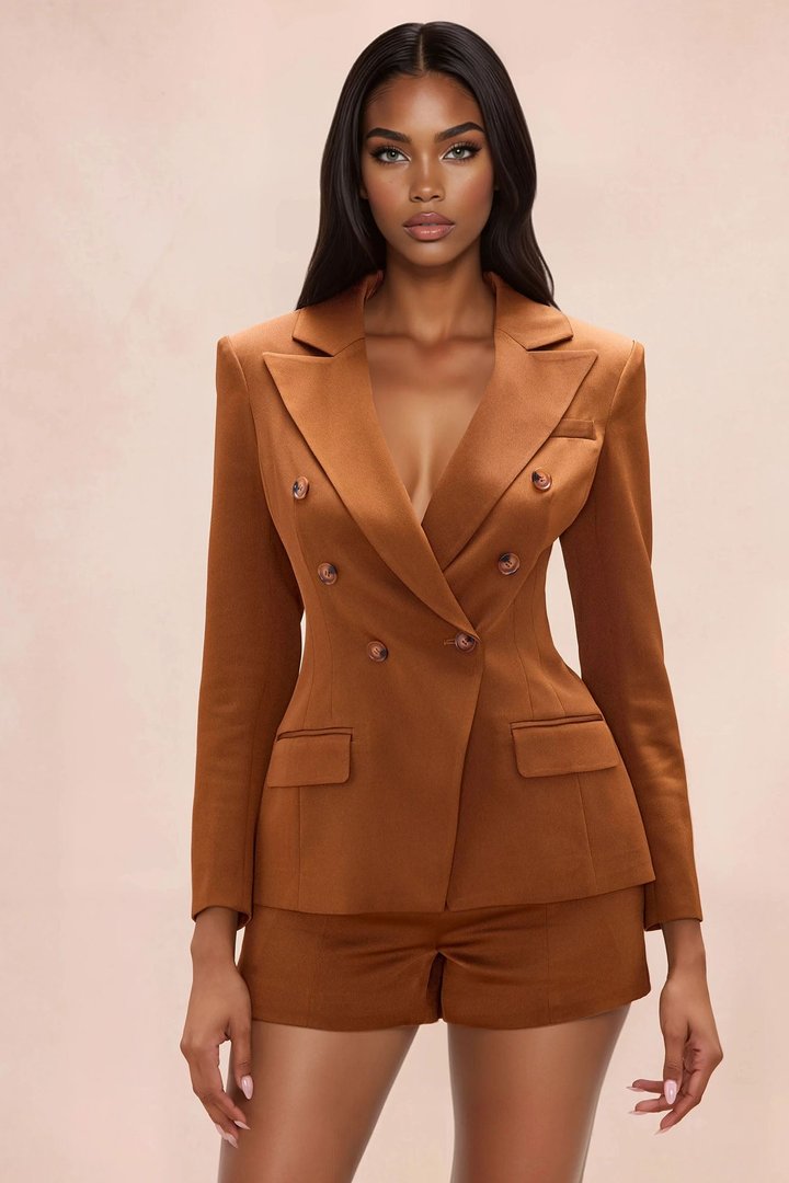 Indie Blazer Short Set - Chocolate