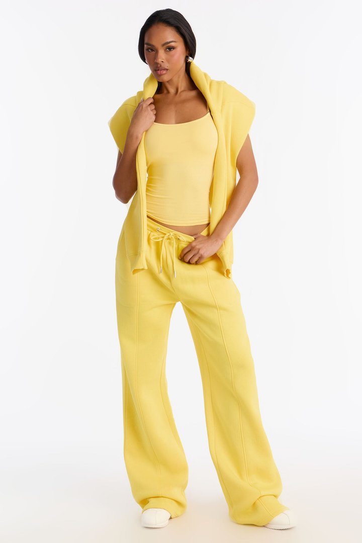 All I Need Built In Bra Cami Crop Top - Butter Yellow