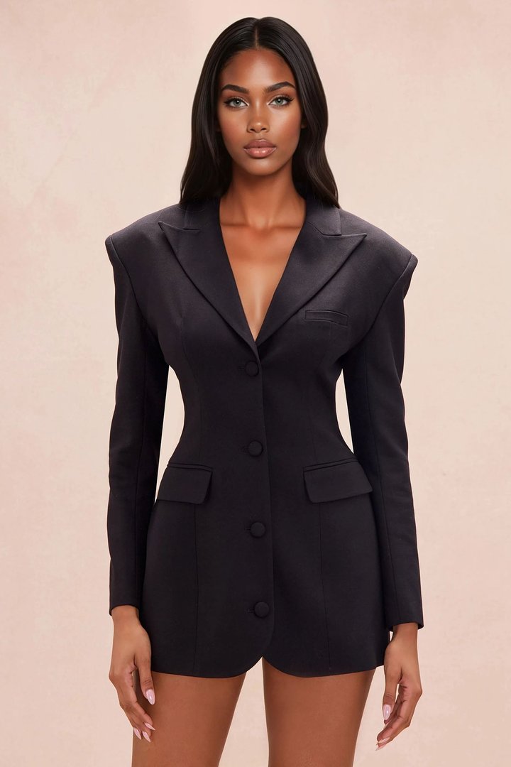On The Scene Blazer Mini Dress - Black