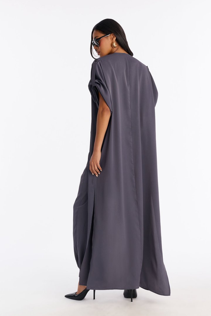 Gemma Jumpsuit And Long Jacket 2 Piece Set - Charcoal