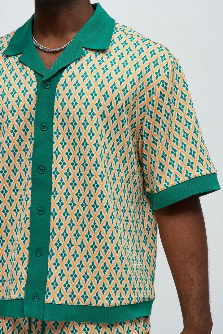 Rushmore Knit Shirt - Green/combo