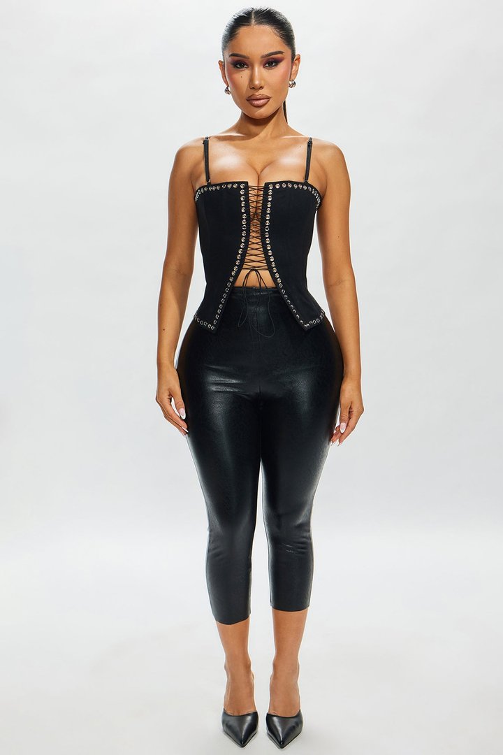 Dark Beauty Lace Up Corset Top - Black