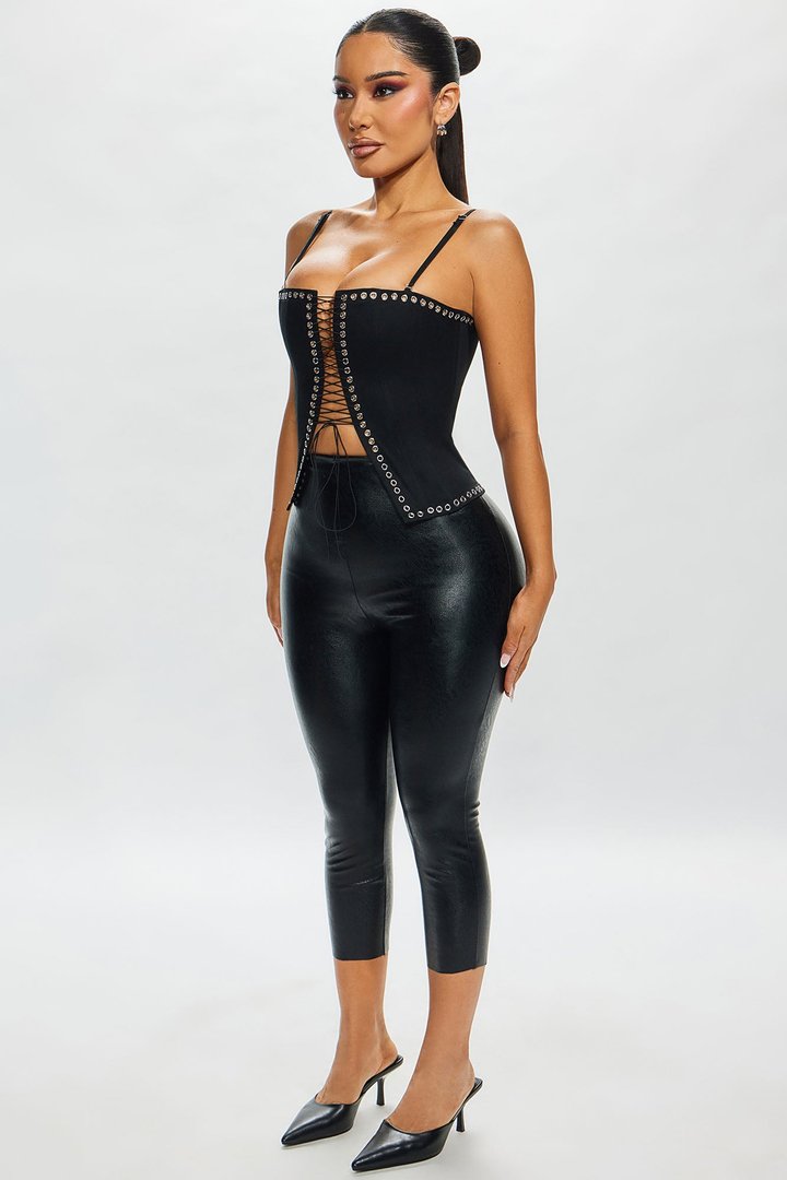 Dark Beauty Lace Up Corset Top - Black