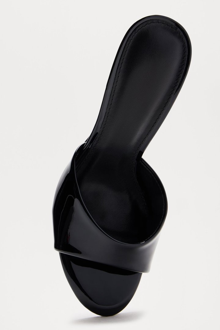 Shanley Faux Patent Stiletto Mules - Black