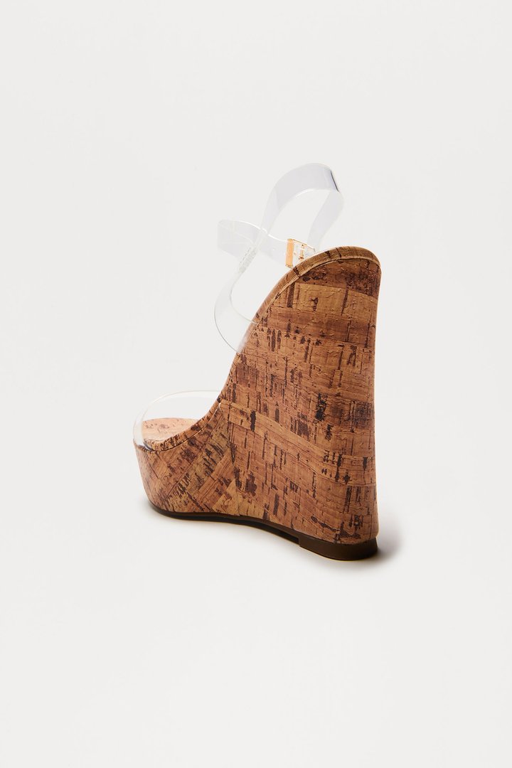 Fior Clear Strap Platform Wedges - Natural