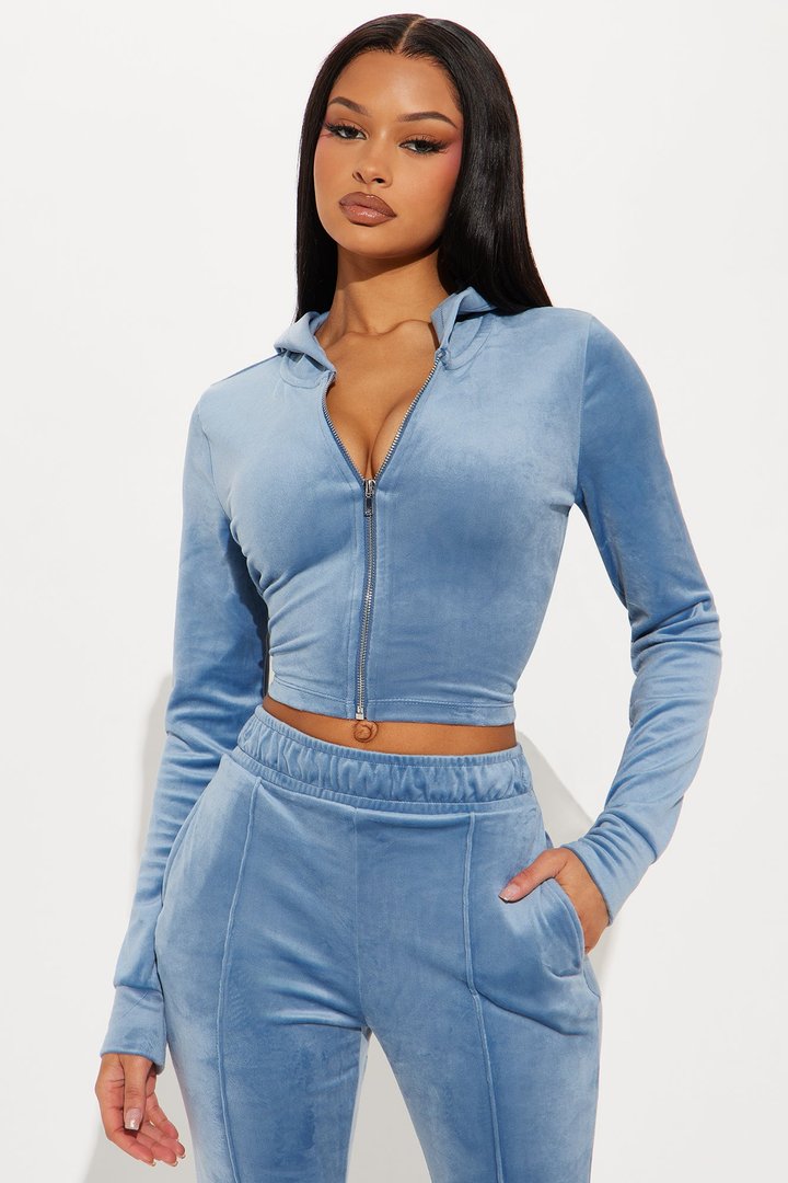 Amelia Velour Pant Set - Blue