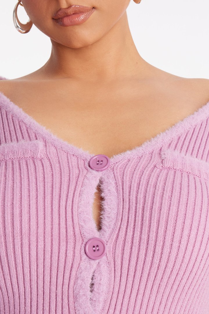 So Sweet Foldover Waist Flare Leg Pant Set - Lavender