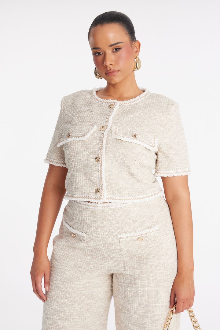 Serenity Tweed Pant Set - Cream