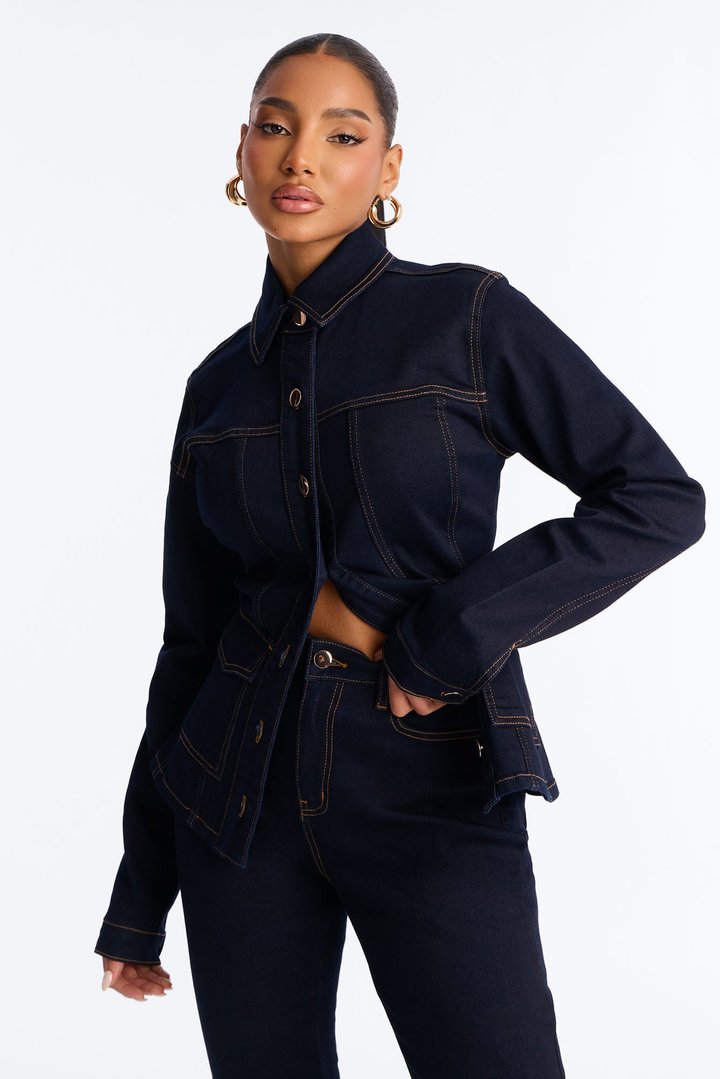 Bell Bottom Babe Denim Pant Set - Dark Wash