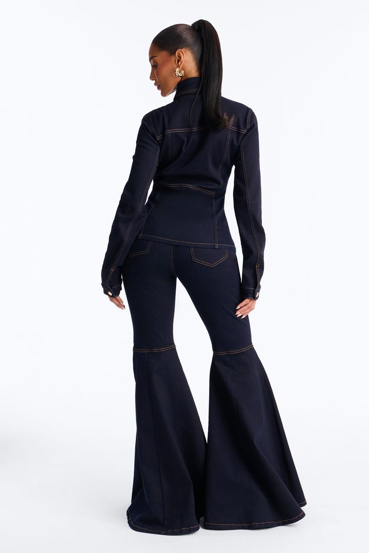 Bell Bottom Babe Denim Pant Set - Dark Wash