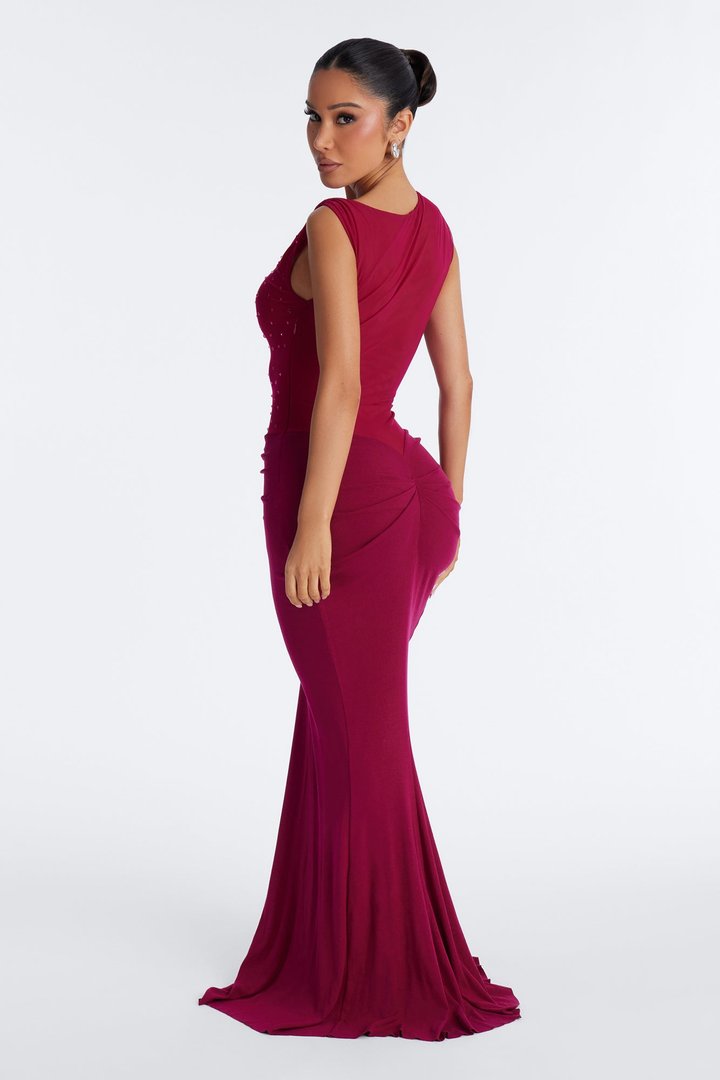 Forever Mood Embellished Gown - Magenta