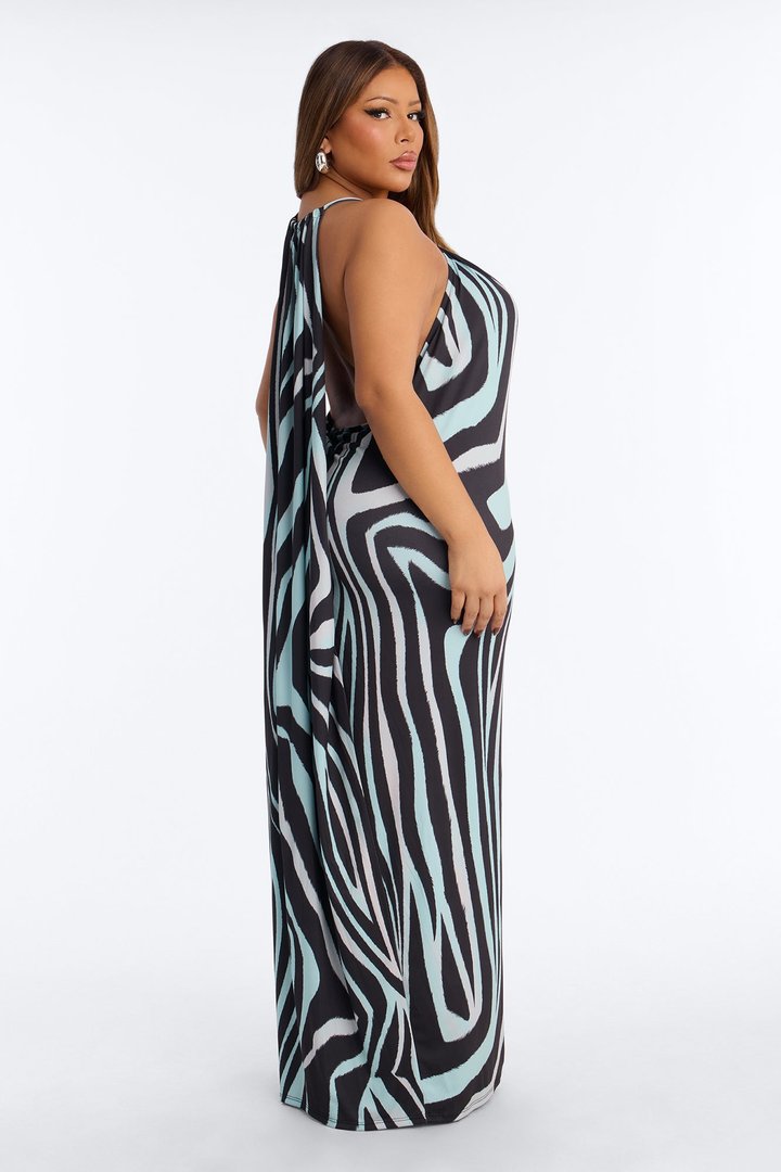 So Unbothered Draped Maxi Dress - Green/combo