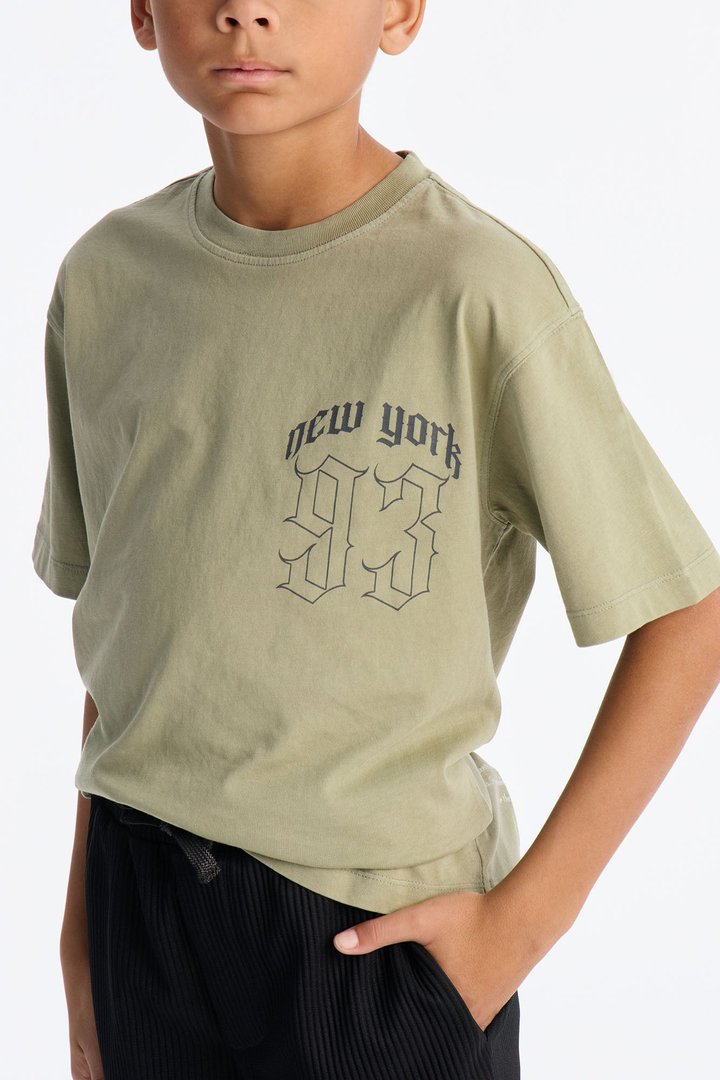Mini New York 93 Till Oversized Short Sleeve Tee - Olive
