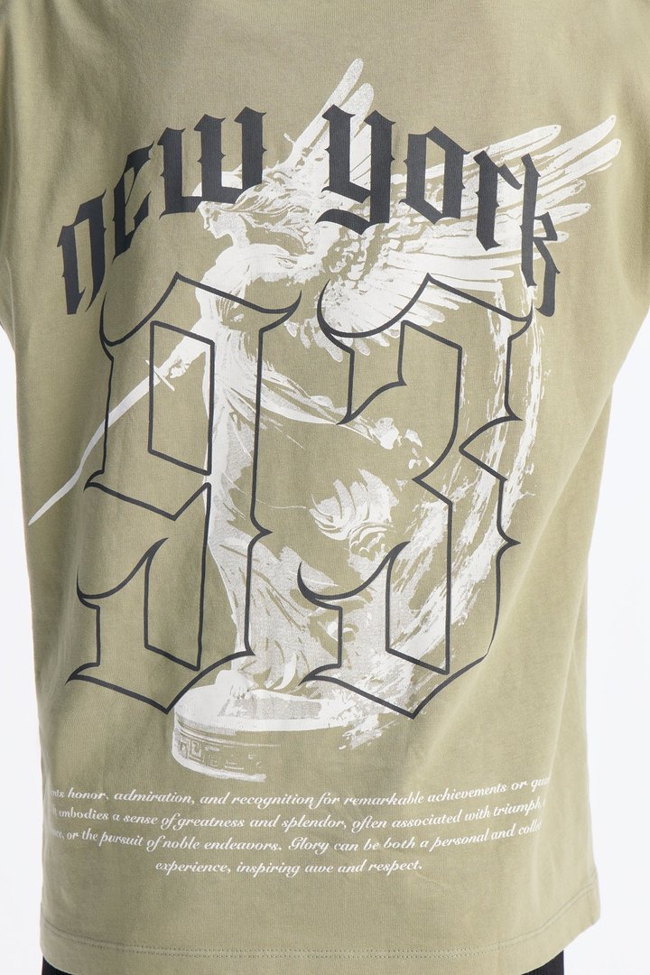 Mini New York 93 Till Oversized Short Sleeve Tee - Olive