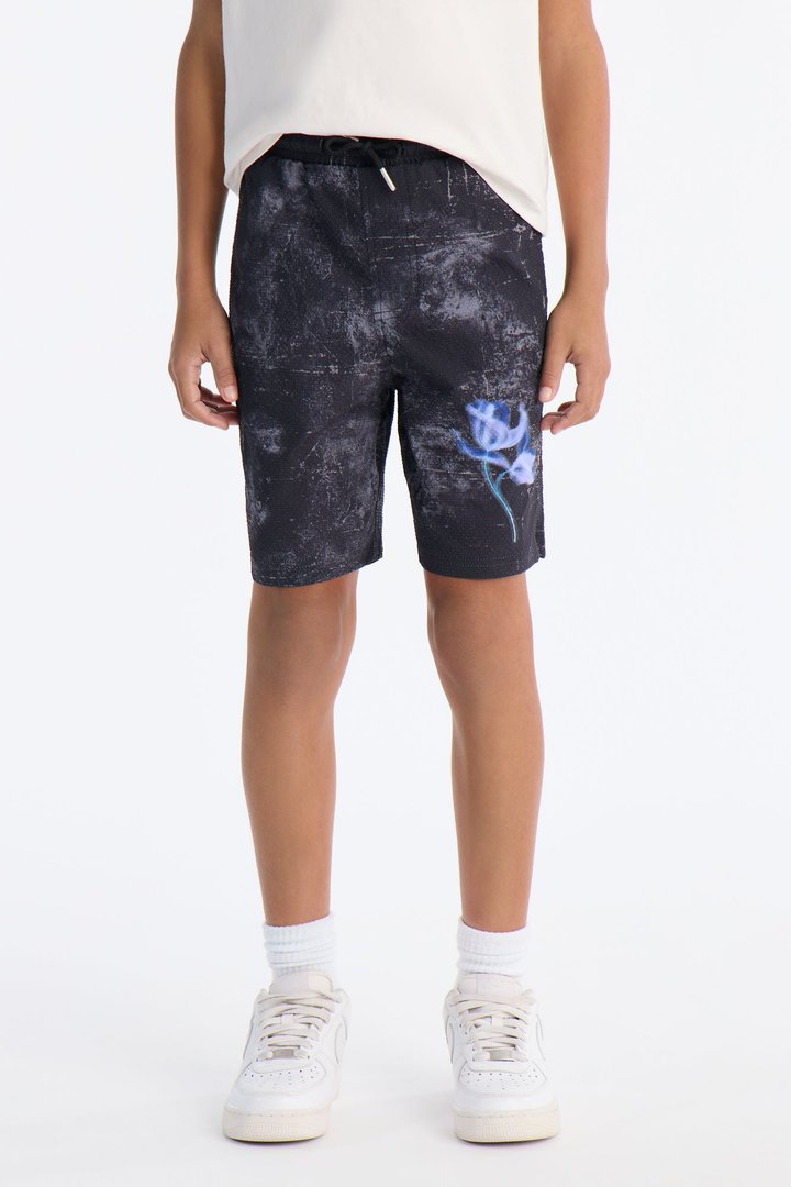 Mini Violet Static Seersucker Swim Classic Trunk - Black
