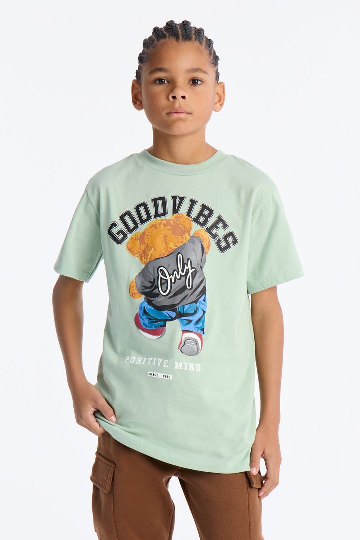Mini Good Vibes Positive Mind Cargo Jogger Pant Set - Green/combo