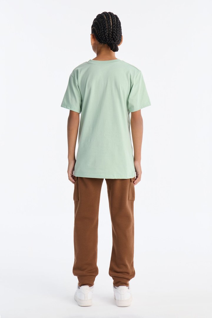 Mini Good Vibes Positive Mind Cargo Jogger Pant Set - Green/combo