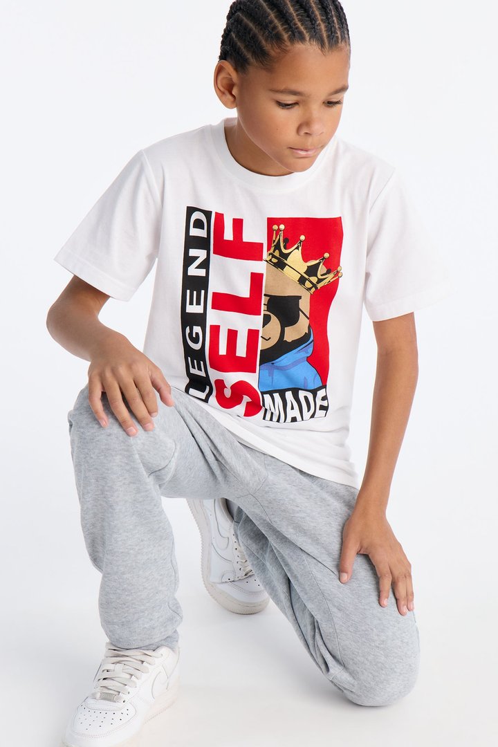 Mini Self Made Legend Cargo Jogger Pant Set - White/combo