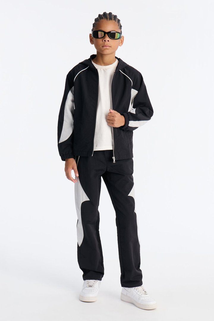 Mini Relaxed Aura Coded Hooded Track Jacket - Black