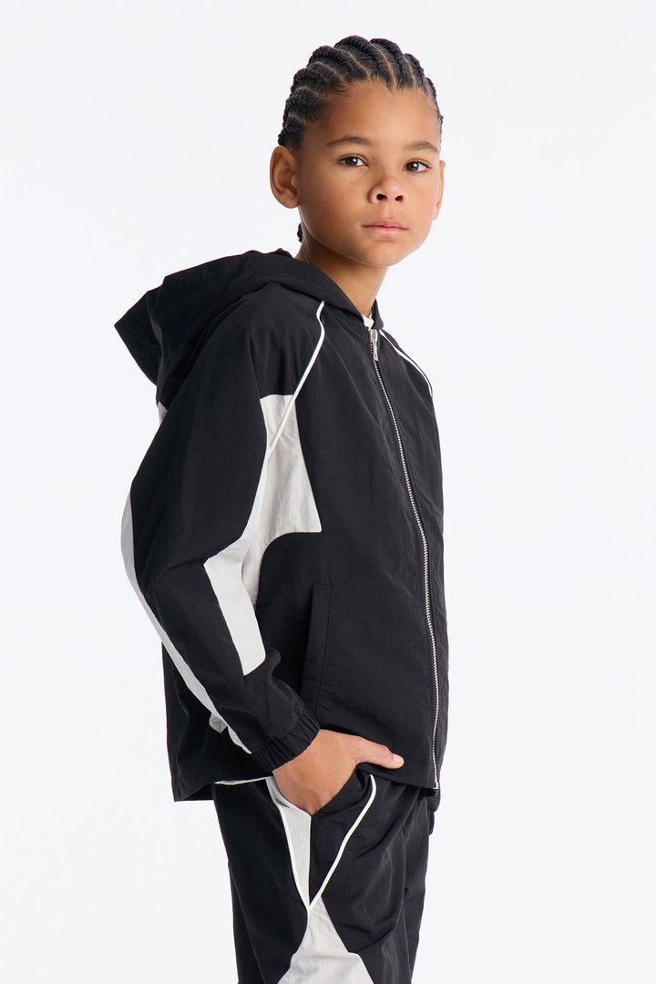 Mini Relaxed Aura Coded Hooded Track Jacket - Black