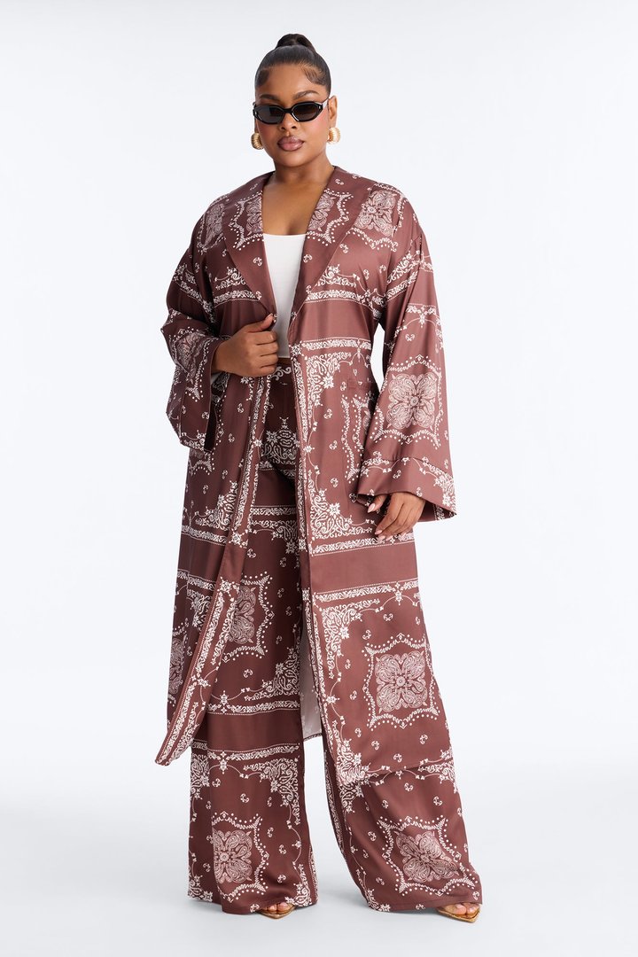 Breanna Bandana Print Pant Set - Brown