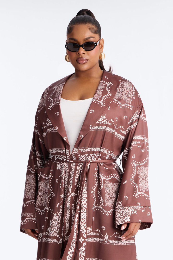 Breanna Bandana Print Pant Set - Brown