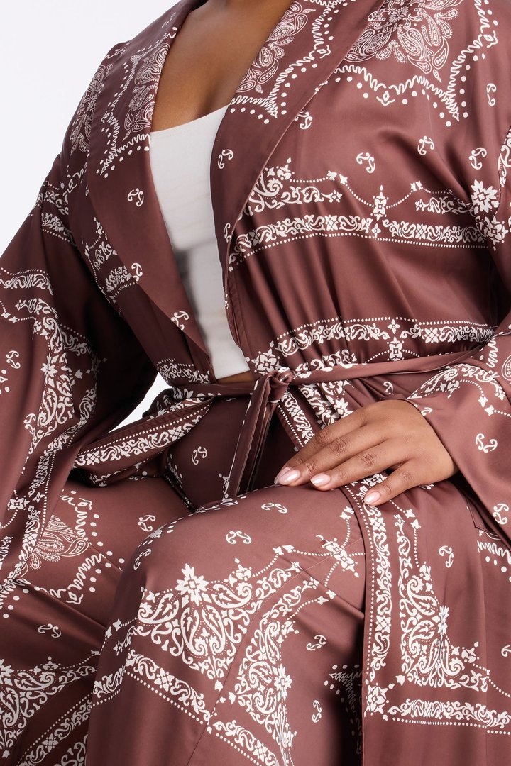 Breanna Bandana Print Pant Set - Brown