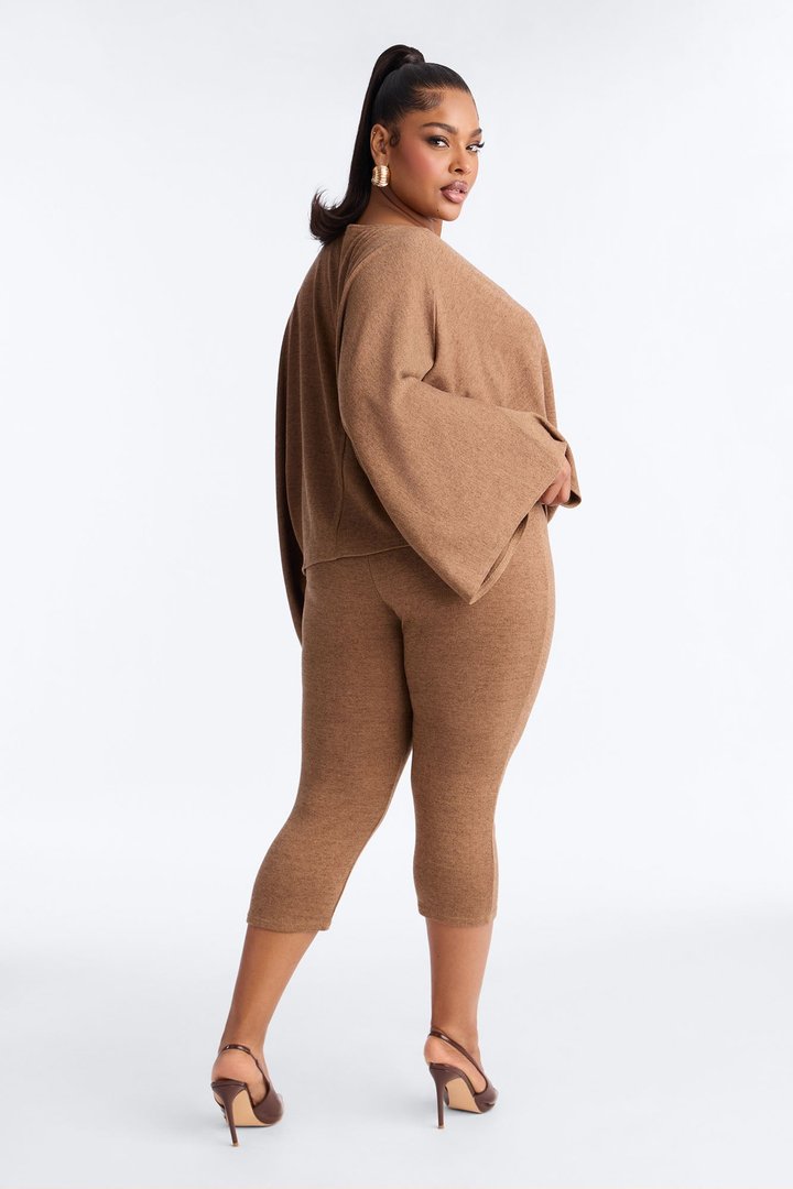 Amaya Capri Jumpsuit And Draped Top Set - Brown
