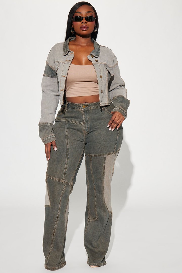 In Reverse Stretch Straight Leg Jeans - Grey/combo