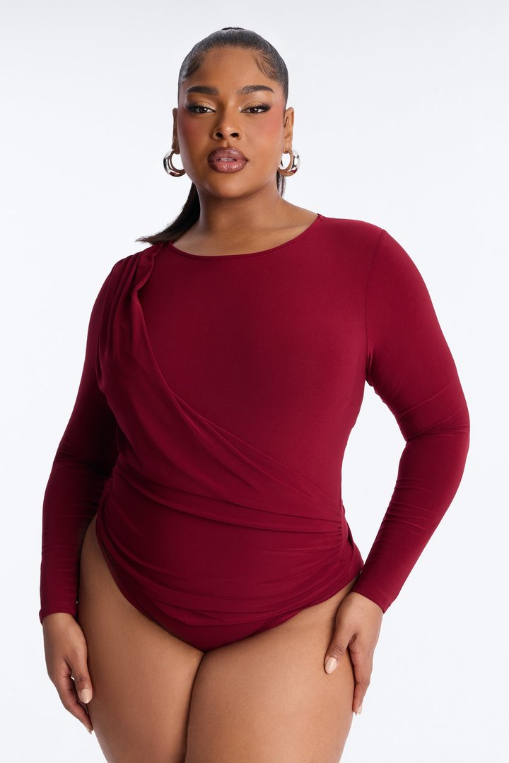 Annetta Long Sleeve Bodysuit - Wine