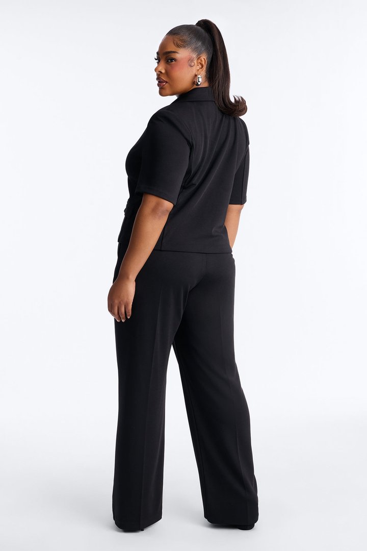 Kate Short Sleeve Blazer Pant Set - Black