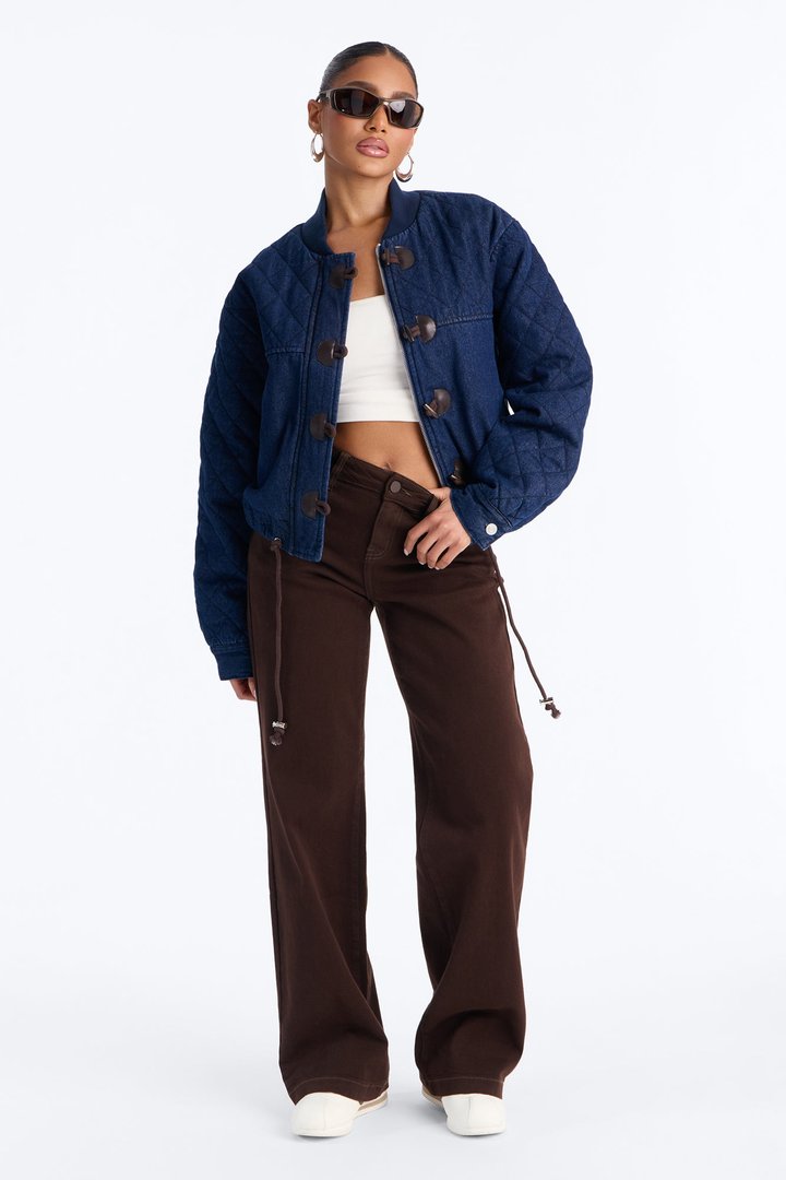 Quinn Quilted Denim Jacket - Dark Wash